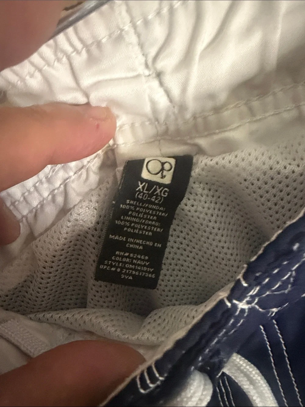 OP Men’s Navy Blue Swim Board Shorts with White Trim